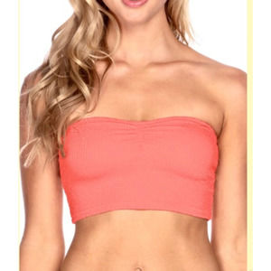 Isabella Rose Pucker Up Seersucker Swim Bikini Top Coral Size Medium NWT